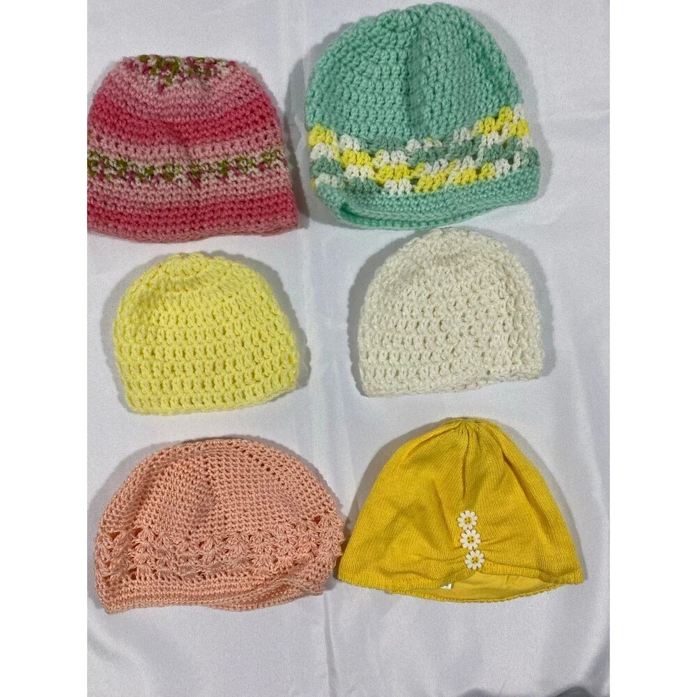 Infant headgear newborn bonnets toddler beanies unisex four hand knit